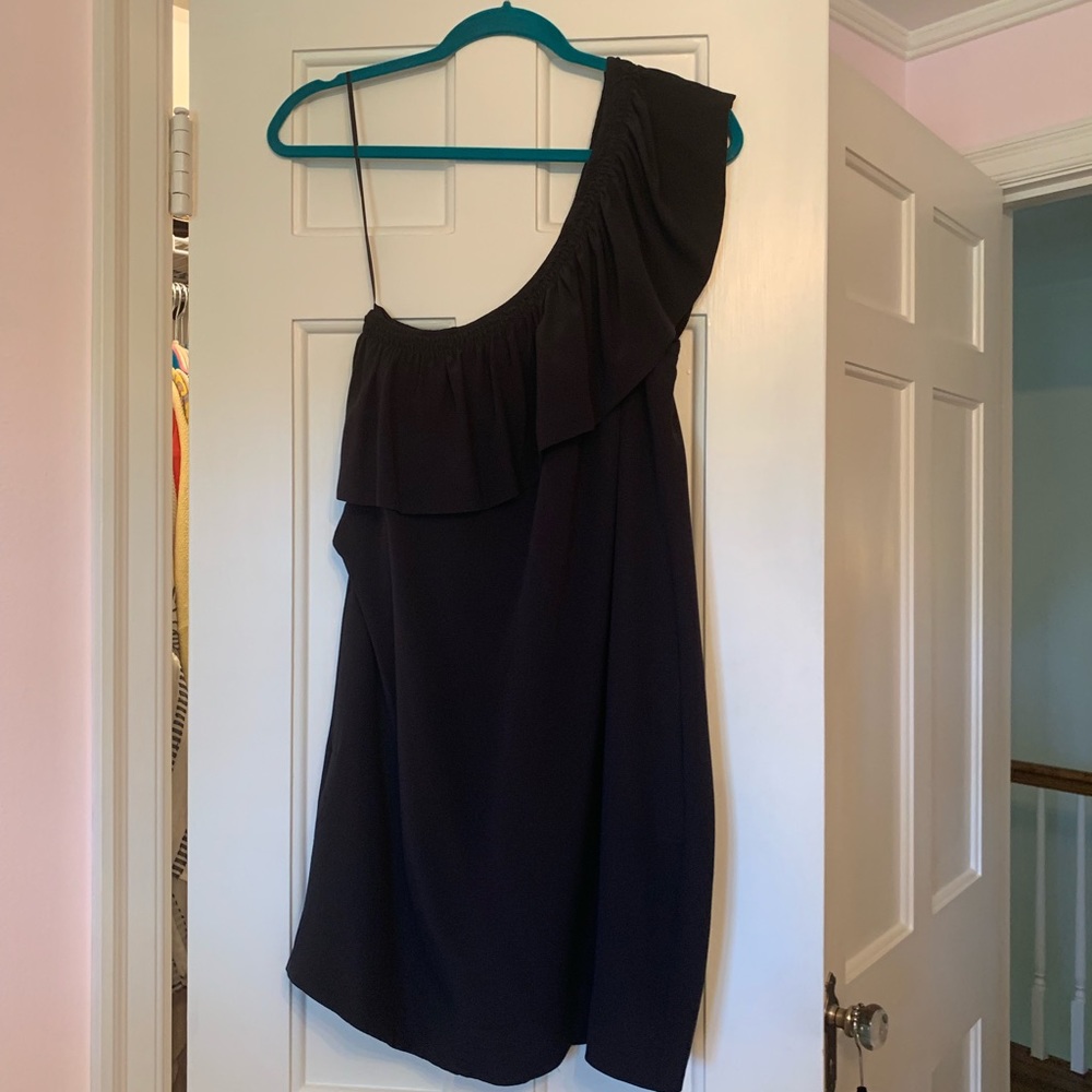 NWT Madewell One Shoulder Black Silk Dress